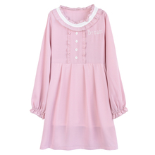 Vestido para adolescentes rosa lolly chiffon manga longa vestido fada 2019 primavera mori menina lolita fofo kawaii universitário elegante vestido doce 2024 - compre barato