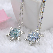 Boho Female Blue Snowflake Pendants Necklaces Fashion Silver Color Crystal Chain Necklaces For Women Vintage Wedding Jewelry 2024 - buy cheap