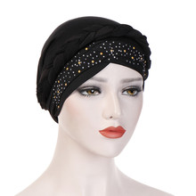 Muçulmano chapéu turbante de seda, feminino gorro de quimioterapia para mulheres, acessórios para cabelo 2024 - compre barato