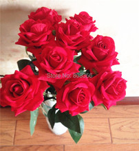 Искусственные бархатные розы 20p, цветы, длинный одностворчатый шток на пол, цветы розы для свадьбы, искусственный цветок 2024 - купить недорого