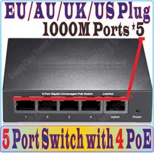 57W, 5 port 4 PoE 1000Mbps Switch IEEE802.3af at PoE suit for all kind of poe camera or AP wholesale, Network Switches Plug&Play 2024 - buy cheap
