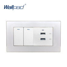2 gang 2 way e 2 usb tomada usb carregador rápido wallpad luxo interruptor de luz parede painel acrílico para iphone android 6*3