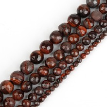 4 6 8 10mm Natural Stone Beads Red Lava Tiger Eye Bulk Loose Faceted Beads For DIY Making Bracelet Necklace Jewelry 2024 - buy cheap