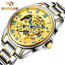 BINSSAW Fashion Luxury Brand Men Watches 2018 New Automatic Mechanical Watch Gold Male Skeleton Wristwatch Relogio Masculino 2024 - buy cheap