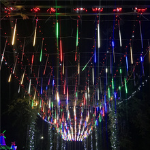 Conjunto de ducha de meteoros LED, iluminación de árbol de una sola linterna, luces intermitentes decorativas de calle, Festival estrellado, Navidad CD50 W02 2024 - compra barato