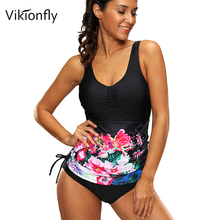 Vikionfly-maiô feminino plus size, traje de banho retrô, tankini, roupa para nadar, grande, floral, 4xl, 2021 2024 - compre barato