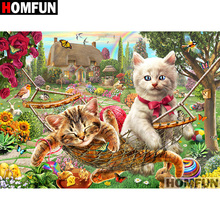 HOMFUN Full Square/Round Drill 5D DIY Diamond Painting "Animal cat" Embroidery Cross Stitch 5D Home Decor Gift A07166 2024 - buy cheap