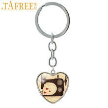 TAFREE Sewing Machine Keychain Fashion Vintage Heart Pendants Key Chain Keyring Glass Handmade Keyholder Men Women Jewelry HP280 2024 - buy cheap