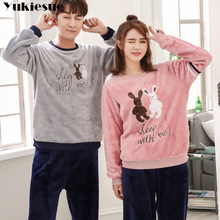 2018 Autumn Winter Women Pajamas Set Sleep Jacket Pant Sleepwear Warm Nightgown Female Cartoon Bear Animal Pants Sleepwear 2024 - buy cheap