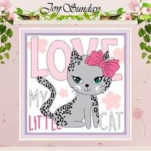 A little grey cat counted Cross Stitch 11CT 14CT Cross Stitch Set Wholesale DIY Animals Cross-stitch Kit Embroidery Needlework 2024 - buy cheap