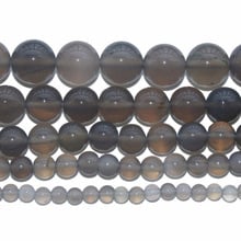 Cuentas de ágata Natural para mujer, abalorios de piedra gris redondo de 6-20mm para fabricación de joyas, pulseras de abalorios DIY de 15 pulgadas 2024 - compra barato
