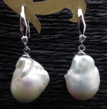 New Natural Beautiful baroque 13-16mm nucleated genuine freshwater pearl earring dangle 2024 - buy cheap