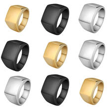 1PC Fashion Rings Square Big Width Signet Rings Stainless Steel Titanium Steel Man Finger Silver Black Gold Men Ring Jewelry 2024 - buy cheap