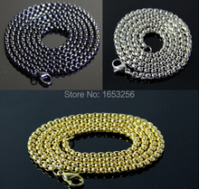 3mm wide 21.6'' Women Men's Jewelry Stainless Steel Fashion Square Rolo Chain Link Necklace  Gold/ Black 2024 - buy cheap