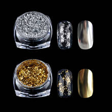 1 Box Glitter Gold Silver Aluminum Flakes Magic Mirror Effect Nail Art Sequins Powder Gel Polish Tips Chrome Pigment Decorations 2024 - buy cheap