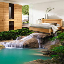 Fondo de pantalla personalizado para sala de estar, Mural de suelo de baño de cascada 3D natural moderno, autoadhesivo de PVC 2024 - compra barato