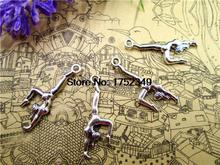 25pcs--ymnasts Charms, Antique Tibetan Silver Tone Double Sided ymnast charm pendants 30x11mm 2024 - buy cheap