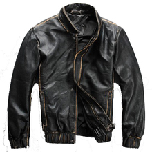 2015 Milan Cool Spring New Handmade Leather First Layer Of Leather Men's Leather Motorcycle Jacket 2024 - buy cheap