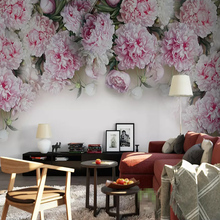 Papel de parede com mural personalizado para paredes 3d, estilo europeu, flores de peônia romântica, sala de estar, sofá, plano de fundo de tv, decoração para casa 2024 - compre barato