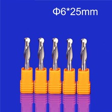 5pcs 6*25MM Two Flutes Ball Nose Bits, Carbide End Mill, Engraving Cutting Tools, CNC Router Cutters, Acryl, PVC 2024 - buy cheap