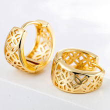 MxGxFam Flowers Hollow out Earrings Women Gold Color 18 K Europe Fashion 2024 - buy cheap
