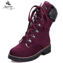 Sgesvier Woman Med Thick Heel Ankle Boots Winter Shoes Round Toe Lace Up Woman Boots Vinatge Fashion Shoes Woman Footwear B777 2024 - buy cheap