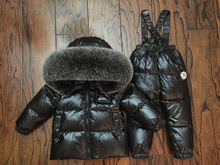 Baby Winter Children's Sets Boy and Girl Down Jacket Thick Ski Suit Natural Animal Real Fur Collar -30 Degrees winter 2024 - buy cheap