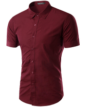 2021 Mens Slim Fit Unique Neckline Stylish Dress Short Sleeve Shirts Mens Dress Shirts 17colors ,size: M-XXXL 6537 2024 - buy cheap