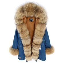 2021 new parka real fur coat Long fashion woman luxurious  Raccoon fur collar and faux fur lining thick warm Liner 2024 - buy cheap