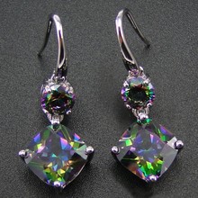 Fine Quality Jewelry Products Rainbow Mystic Topaz Woman Earrings Colorful Fashion Drop Earrings in Solid 925 Sterling Silver 2024 - buy cheap