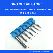 7pcs 4F Four Flute HRC55 Tungsten solid carbide NANO Coated CNC Router aluminum Steel End Mill milling cutter 1,2,3,4,5,6,8mm 2024 - buy cheap