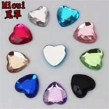 Micui 100pcs 12mm Heart Acrylic Rhinestones Flat Back rhinestones Crystal Stones for clothing crafts Decorations DIY ZZ702 2024 - buy cheap