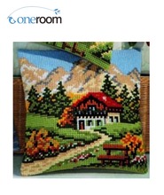 CX0263 Mountain House  Acrylic Yarn Embroidery Pillow Tapestry Cushion Front Cross Stitch Pillowcase DIY needlework 2024 - buy cheap