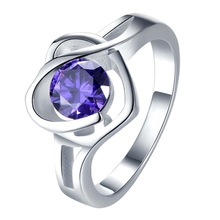 Roxo zircon amor coração anel banhado a Prata, anel de prata da forma da jóia Para As Mulheres & Homens,/RJSICPMF OMADSMCY 2024 - compre barato