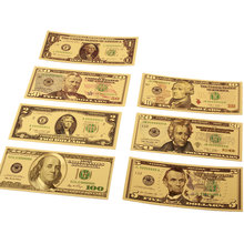 7PCS 100/50/20/10/5/2/1 Dollar Fake Money Prop Money USA Banknotes Bills Bank Note in 24K Gold Plated Fake Currency Mone Gifts 2024 - buy cheap