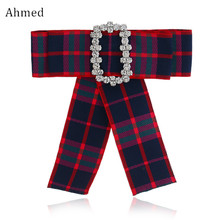 Ahmed Fashion Square Rhinestone Stripes Ribbons Bow tie Brooches for Women New Design Charm Cosage Collar Jewelry 2024 - buy cheap
