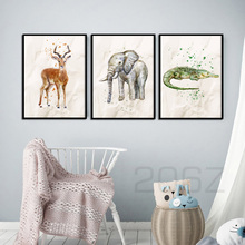 Watercolor Deer Elephant Crocodile Animal Posters And Prints Wall Art Canvas Painting Nordic Poster Wall Picture Kids Room Decor 2024 - buy cheap