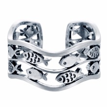 Kinitial Ретро Серебряный Цвет Плавание Рыба Band матовое кольцо регулируемые кольца в форме животного для женщин бижутерия для женщин подарок для подружек невесты 2024 - купить недорого