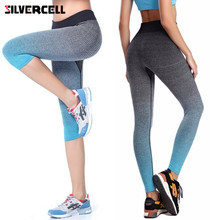 Calça legging feminina, calça capri elástica para exercícios e musculação 2024 - compre barato