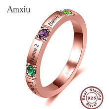 Amxiu Custom 925 Sterling Silver Ring Engrave Three Names with Birthstones Rings For Women Mother's Day Anniversary Gift Bijoux 2024 - buy cheap