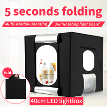 Caja suave de estudio de luz LED de tiro, caja iluminada para fotografía, juego de tienda de fotos, bolsa portátil y 2 Fondos, 40x40cm, envío gratis 2024 - compra barato