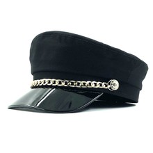Novo inverno chapéus de lã feminina newsboy bonés de corrente decoração viseira bonés feminino vintage chapéus militares 2024 - compre barato