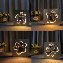 3D LED Wood Lights Cute Dog Paw Cat Lamp USB Operated Warm Mood Lamp 3D Illusion Luminaria Lamp Birthday Gift Kids Bedroom Decor 2024 - buy cheap