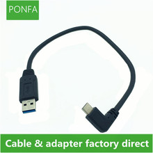 USB 3,0 тип A папа к USB 90 градусов угол 3,1 тип-c папа USB синхронизации данных и зарядки кабель Разъем 0,25 м 2024 - купить недорого