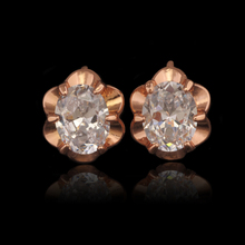 MxGxFam (Rose Gold Color)  Single Stone Earrings Flower Pattern Women Jewelry 2024 - buy cheap