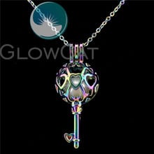 C883 Rainbow Key Heart Flower Beads Cage Perfume Essential Oil Diffuser Pearl Cage Locket Necklace Women Kids Party Gift 2024 - buy cheap