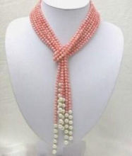 Stunning! women long fashion 2015 high quality 50 inch Pink Coral Freshwater Pearl Necklace AAA Wholesale and retail 2024 - buy cheap