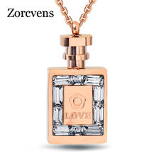 ZORCVENS Fashion 316L Stainless Steel Jewelry luxury women Rose Gold Color Perfume Bottle necklace chain Lady Crystal Jewelry 2024 - buy cheap