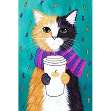 Cross Stitch Kit DIY Diamond Embroidery Coffee cat Full Square/round Diamond Painting Mosaic Home Decor 2024 - buy cheap
