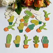 50pcs/lot 2 Holes Bulk Random Mixed cactus Shapes 5 Style Wooden Buttons Sewing Scrapbooking for Crafts DIY Children Button 2024 - buy cheap